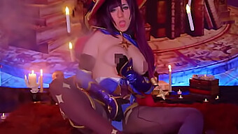 Mona Megistus' Sensuele Pov Dildo Spelen In Cosplay Outfit