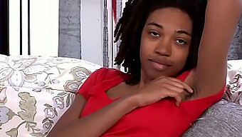 A Small Black Girl Has A Solo Pleasure Experience And Her Feet Are Not Shod.