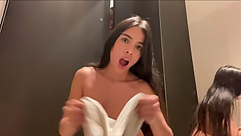 A Young And Hot Latina Masturbates To A Squirting Orgasm In A Shop’s Fitting Room.